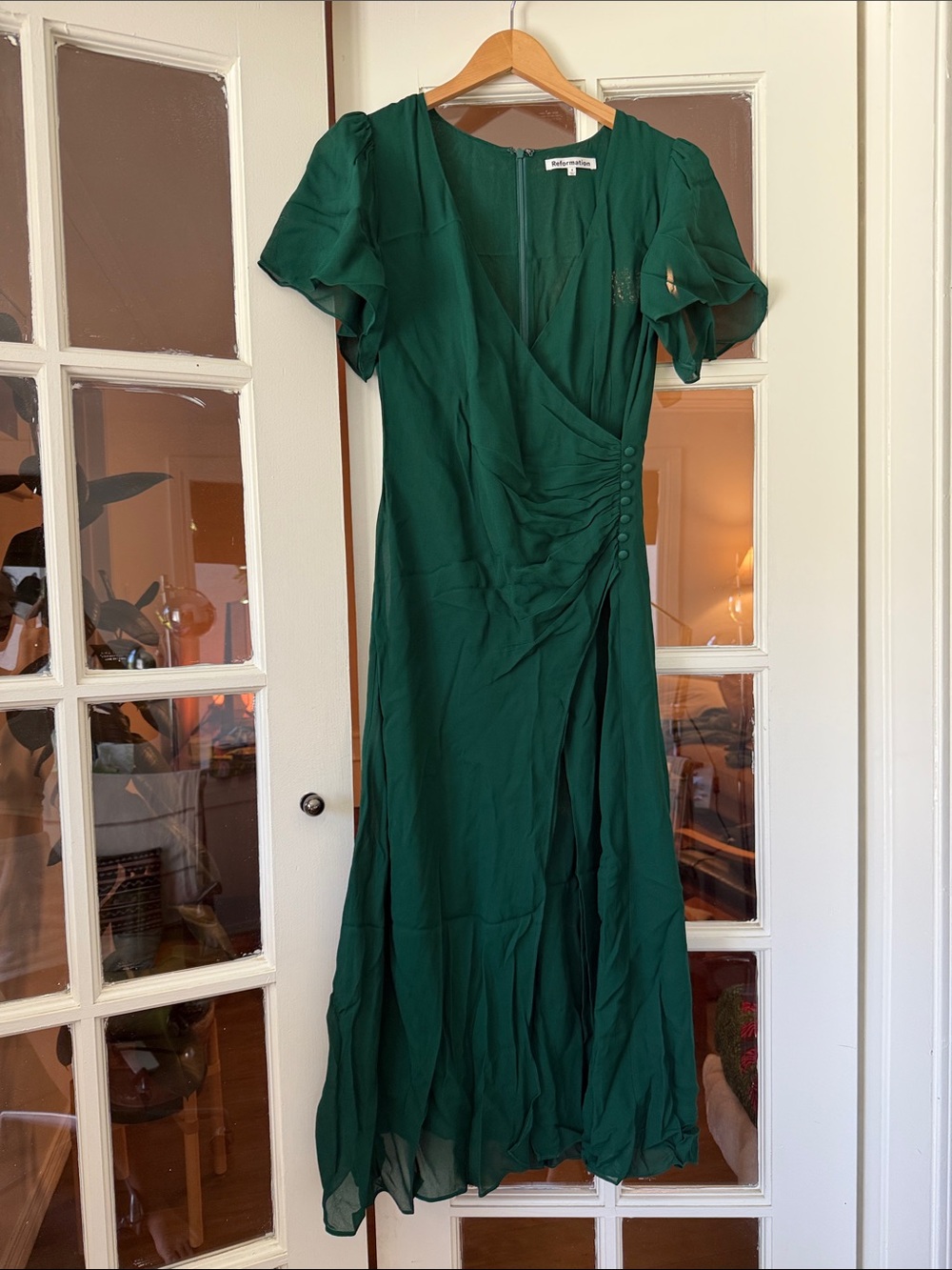 Reformation Breanna Dress Emerald Green View 2